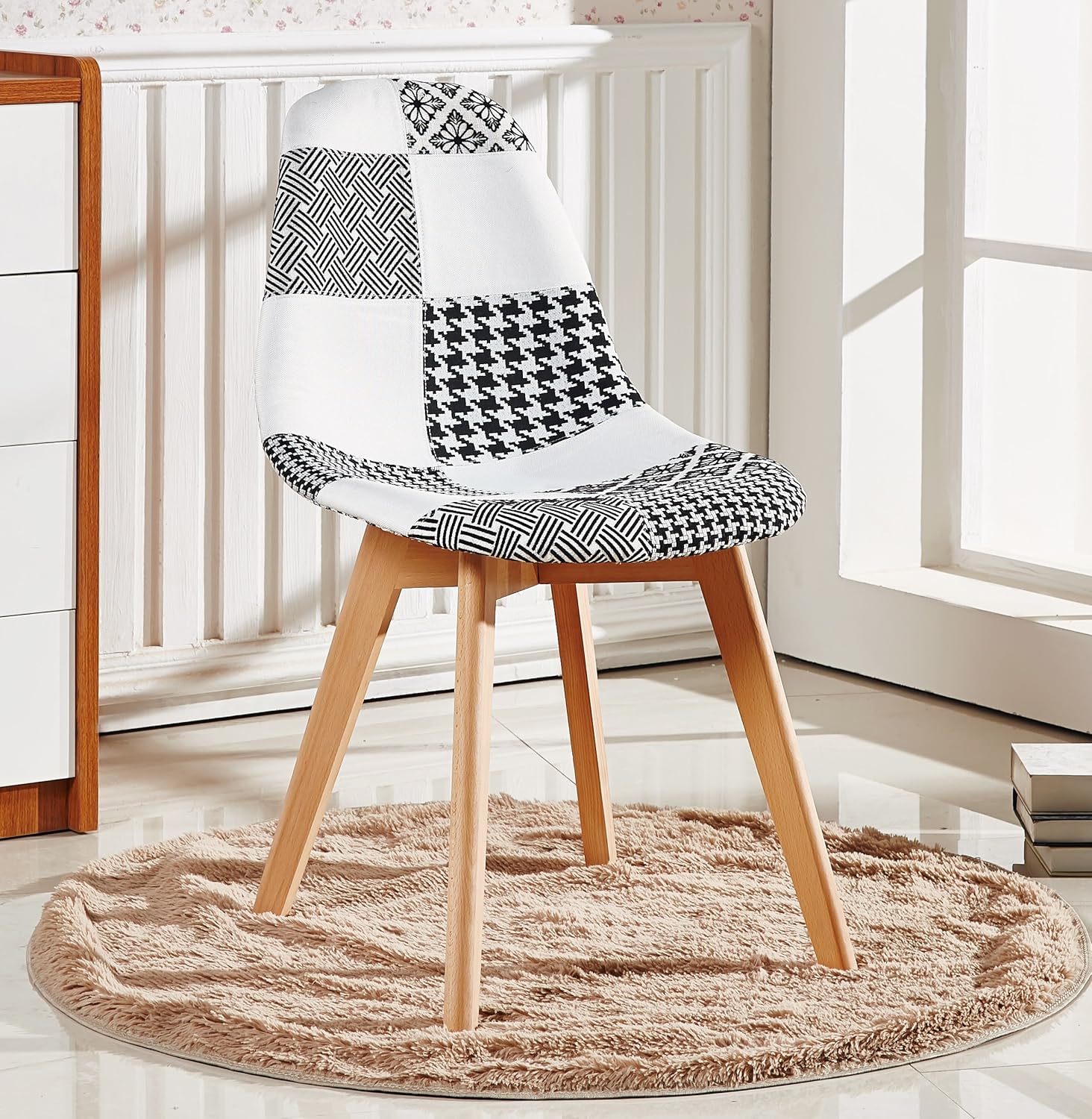 P&N Homewares® Schwarz und Weiß Patchwork Stuhl oder Sessel