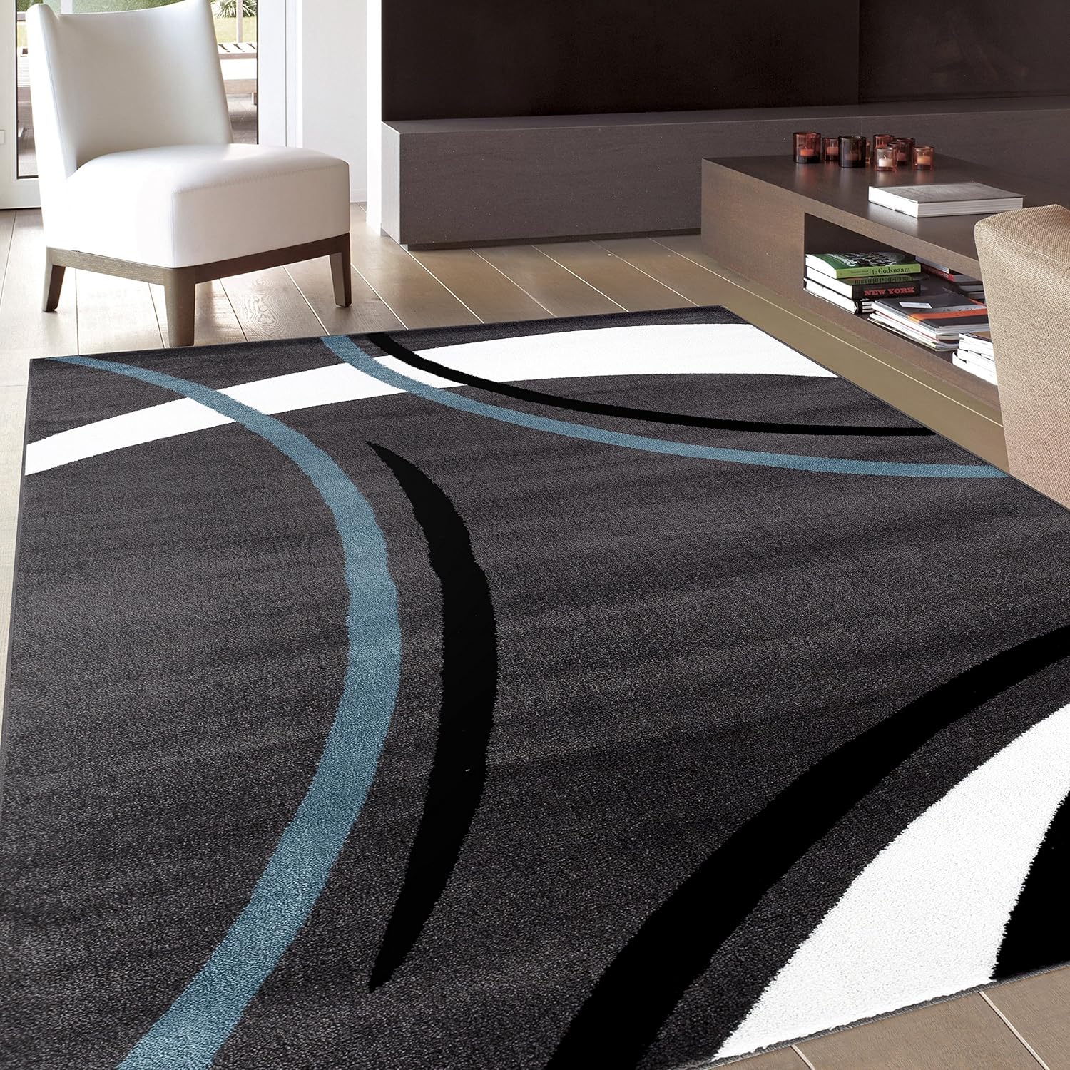 Amazon Rug Decor Contemporary Modern Wavy Circles Area Rug 5