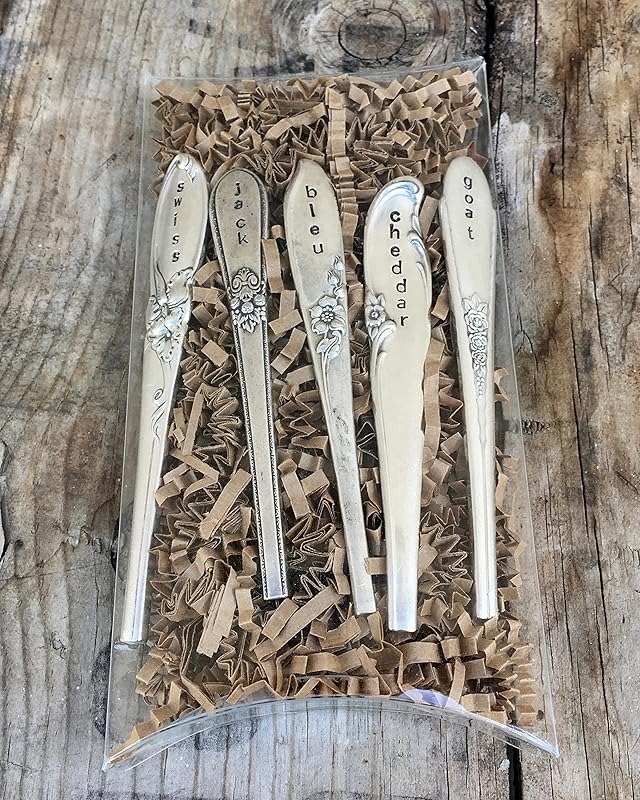 Hand Stamped Cheese Markers Vintage Silverplated