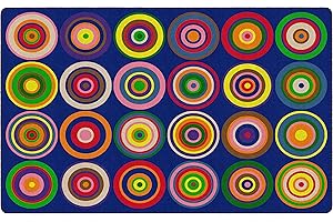 Flagship Carpets Color Rings Colorful Children's Classroom Area Rug for Kids Room Circle Seating Décor, Play Carpet for Teaching and Playing, Seats 24, 7'6"x12', Indigo Blue