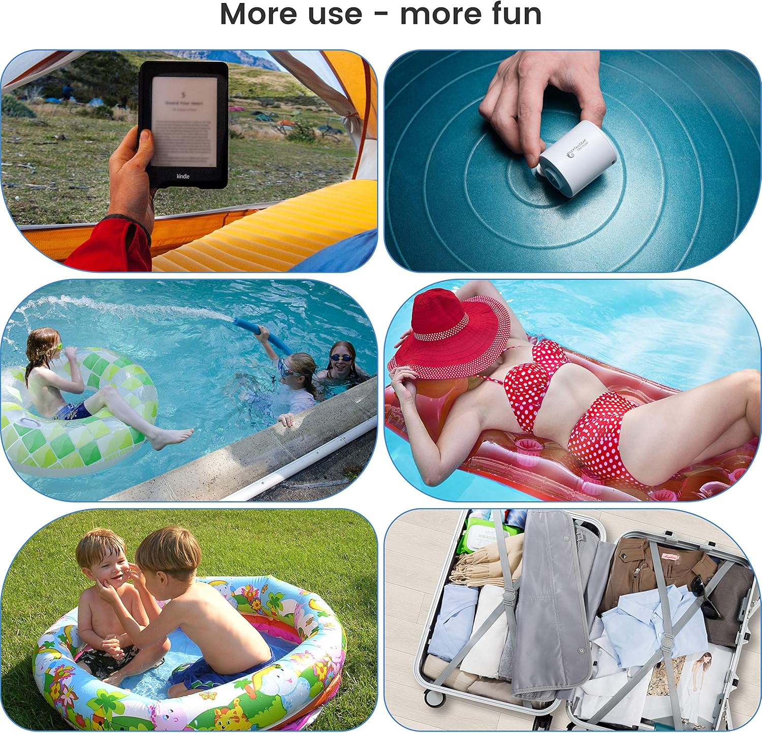 FLEXTAILGEAR Tiny Pump Portable Air Pump Ultra-Mini Air Pump with 1300mAh Battery USB Rechargeable to Inflate Deflate for Pool Floats Air Bed Air Mattress Swimming Ring Vacuum Storage Bags (Grey): Sports & Outdoors