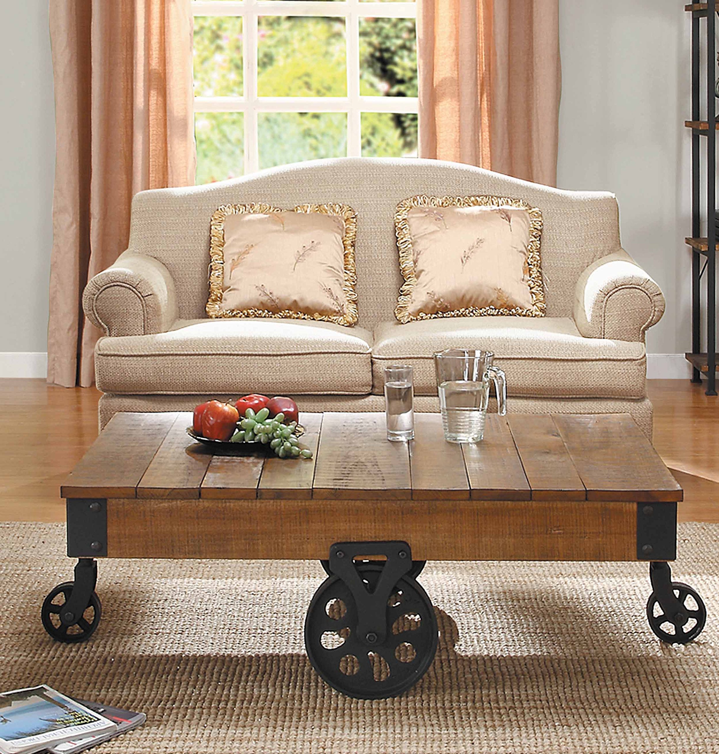 Homelegance Factory Modern Industrial Style Sofa Table, Rustic Brown