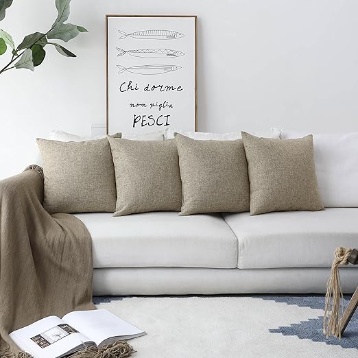 Amazon Com Home Brilliant Burlap Lined Linen Square Throw Cushion