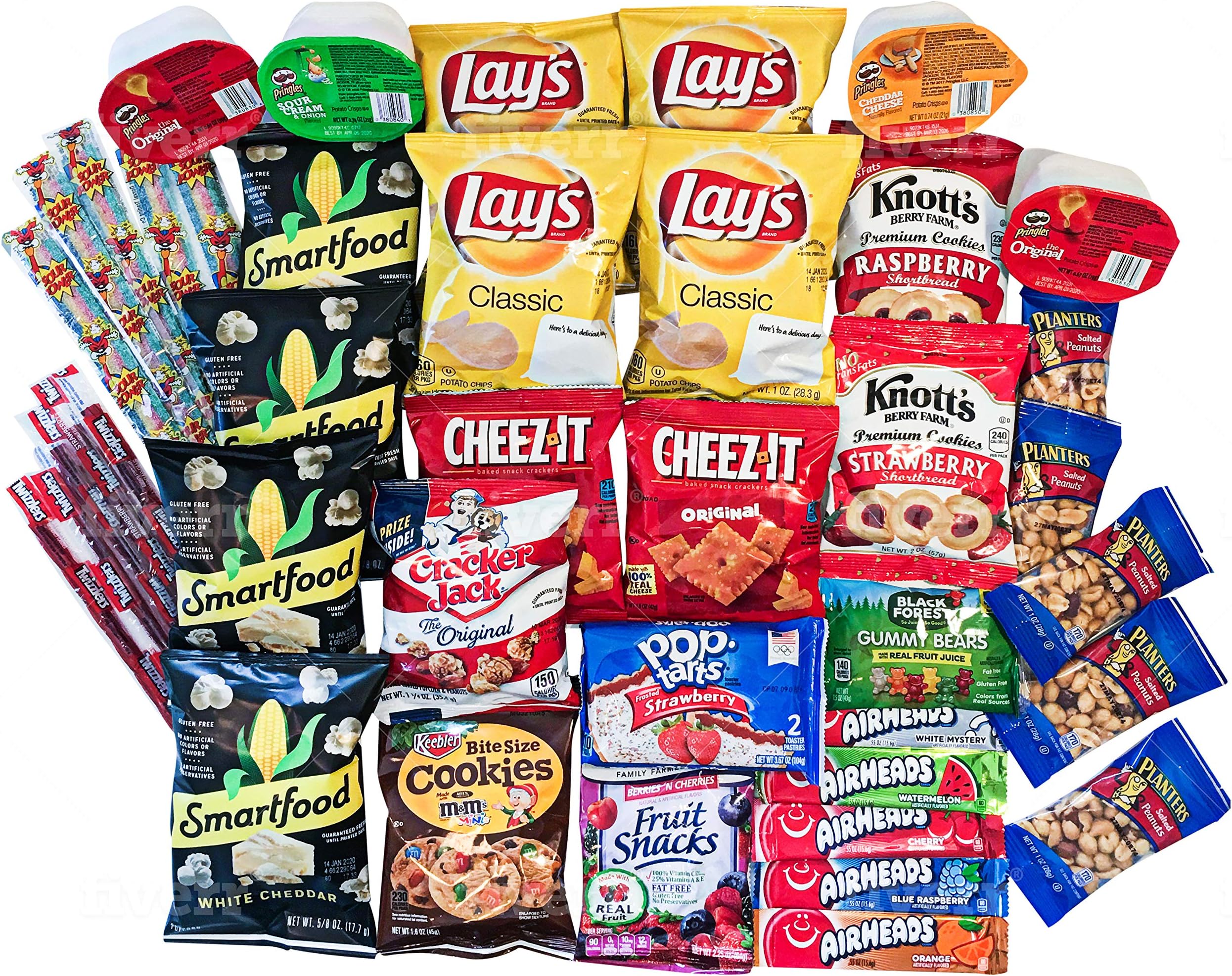 Snacks Package Mixed (40) PLUS 2 Free Items Delicious Variety of Favorite Brand Name Candy, Cookies and Chips, Ideal Gift box Pack Assortment Candy Bundle Sampler Treats, Christmas,Halloween