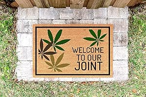 Play Welcome to Our Joint Doormat All-Natural Non-Slip Funny Cute Rugs for Kitchen Front Door Outdoor Entrance Indoor 20"x32"