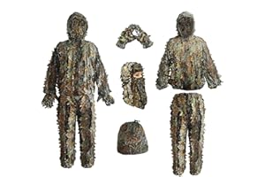 LYLPYHDP Ghillie Suit, Kids Adult 3D Leafy Camouflage Clothing, Camo Suit for Turkey Hunting, Hunting Suit for Outdoor Game and Halloween
