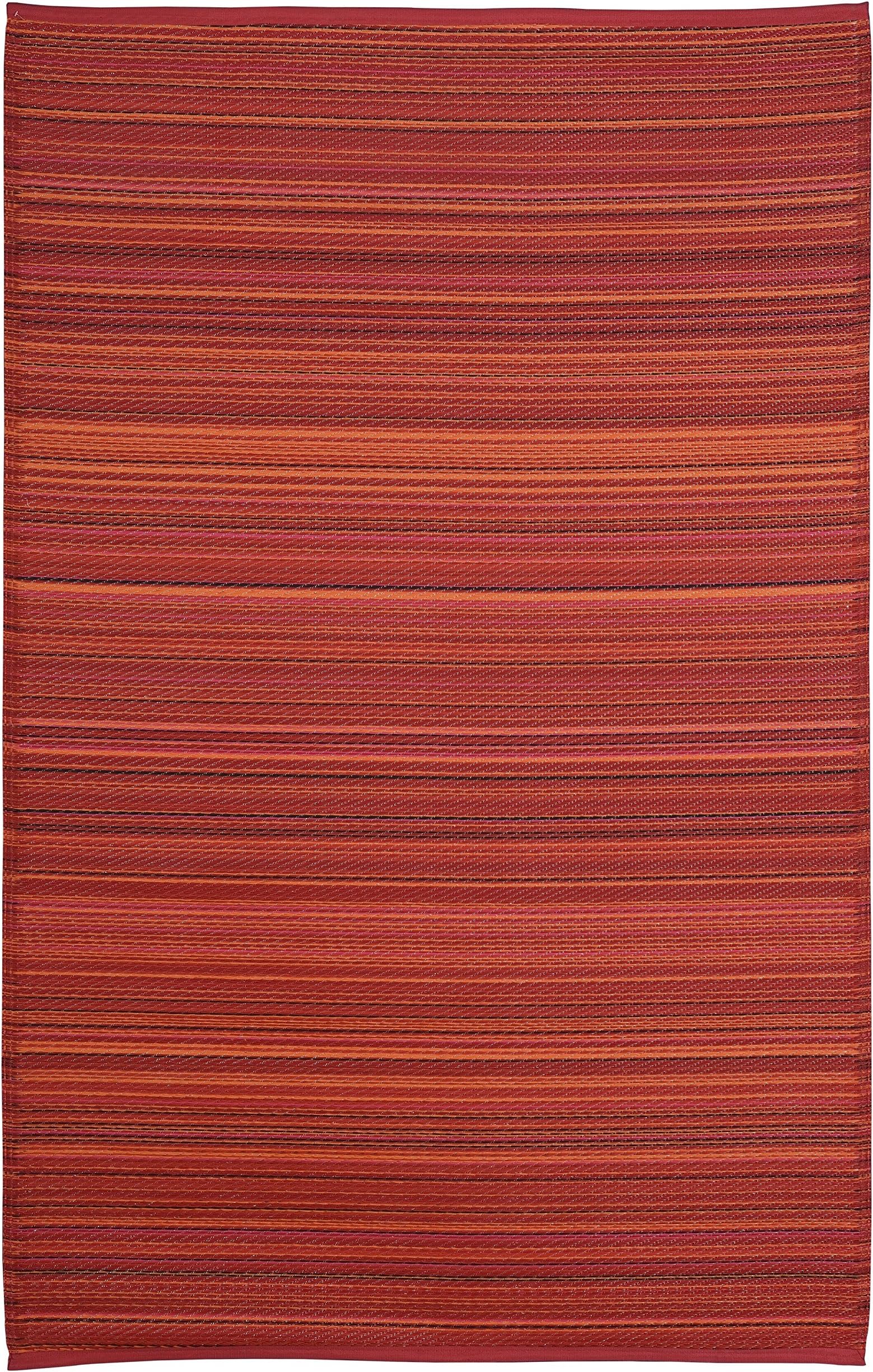 Erbanica Stripe Indoor Outdoor Reversible Area Rug Red Multi (4' x 6' Feet)