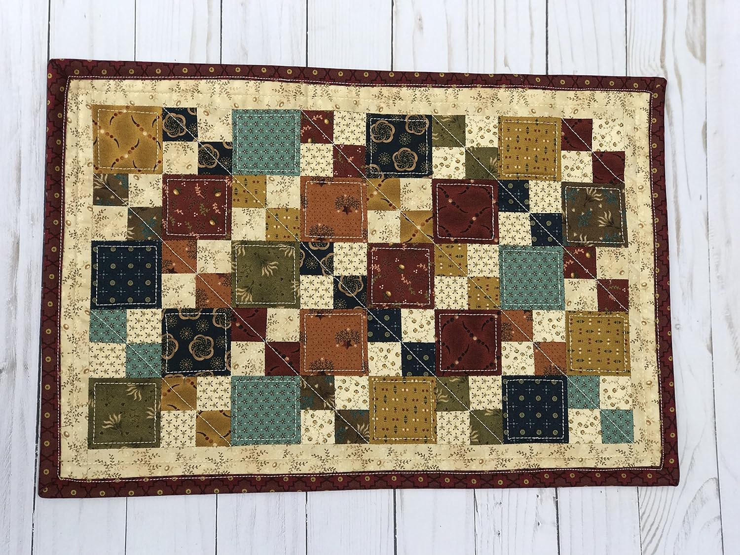 Primitive Log Cabin Square Wall Hanging Table Topper Nursery Decor