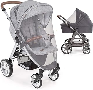 Universal Insektenschutz/Mückennetz für Kinderwagen & Buggy - idealer Schutz vor Wespen & Stechmücken dank feinem Netzgewebe - PREMIUM QUALITÄT: reißfest & waschbar - Grau, Schwarz
