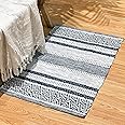 Amazon.com: Chardin home Farmhouse Rug 24''x36'' Grey-Navy | Recycled ...