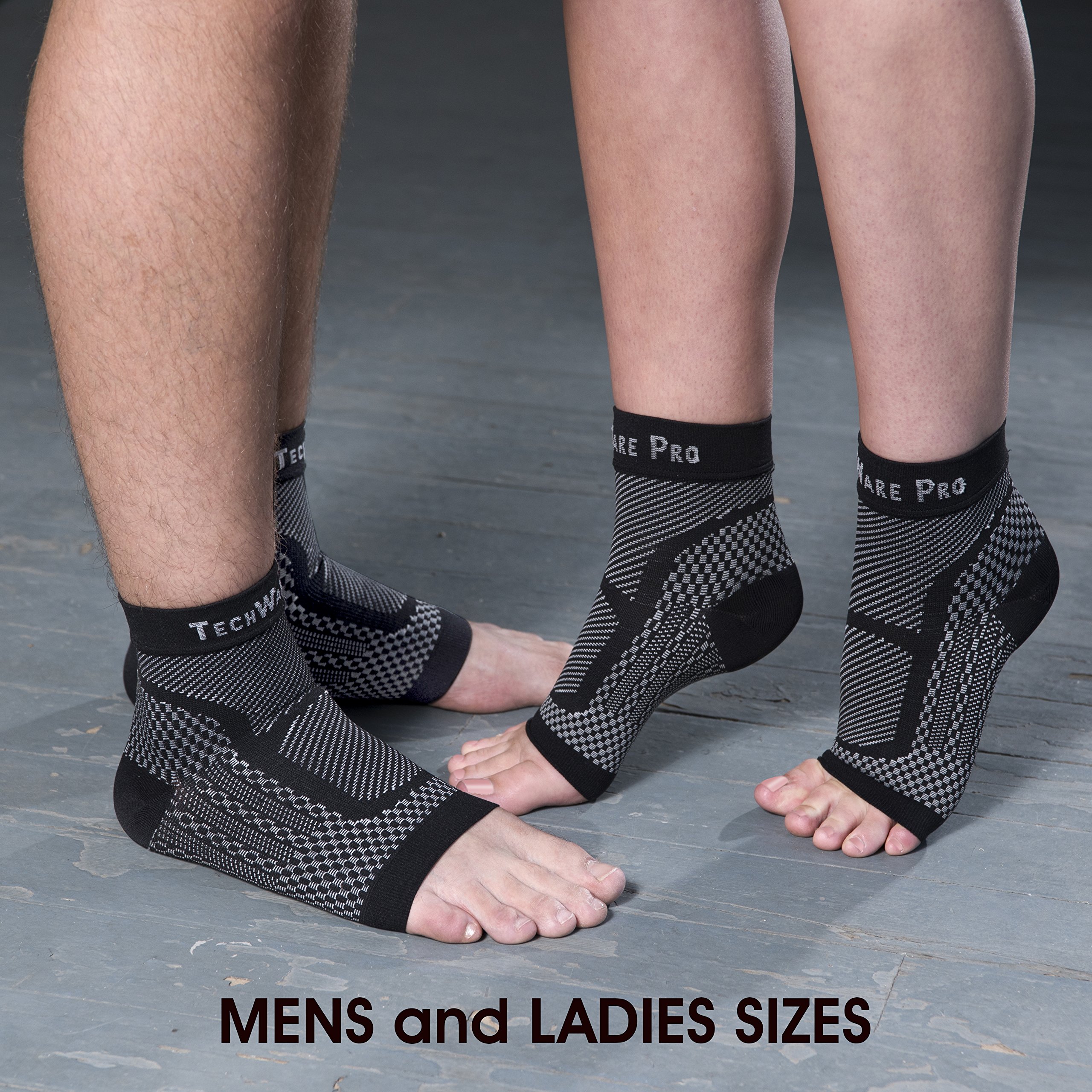TechWare Pro Ankle Brace Compression Sleeve - Plantar Fasciitis Sock. Relieves Achilles Tendonitis. Foot Arch Support Reduces Joint Pain, Swelling & Heel Spur Pain. Injury Recovery Braces for Sports