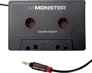 Monster Aux Cord Cassette Adapter 800 - iCarPlay for Car Tape Deck, Auxiliary To Dashboard, MP3 Player, iPod and iPhone - 3 ft Black Cable