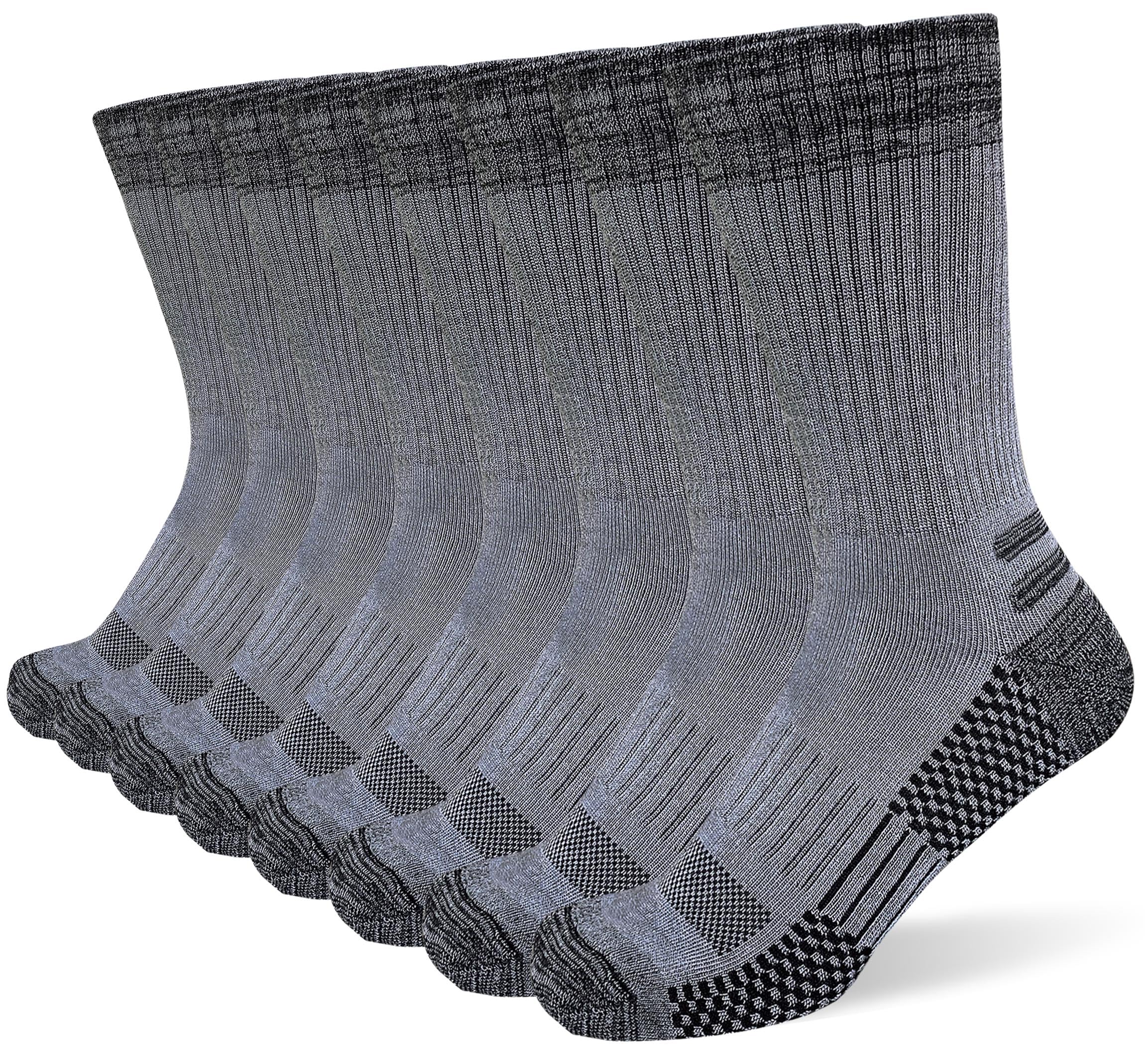 Photo 1 of suaskk Men's Crew Work Boot Socks, Thick Cushioned Moisture Wicking Hiking Sock 4 Pairs