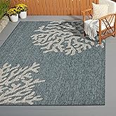 LR Home 5x7 Indoor/Outdoor Area Rug for Home Decor | Coastal Reef Carpet for Living Room, Bedroom, Playroom, Patio, Garden | 