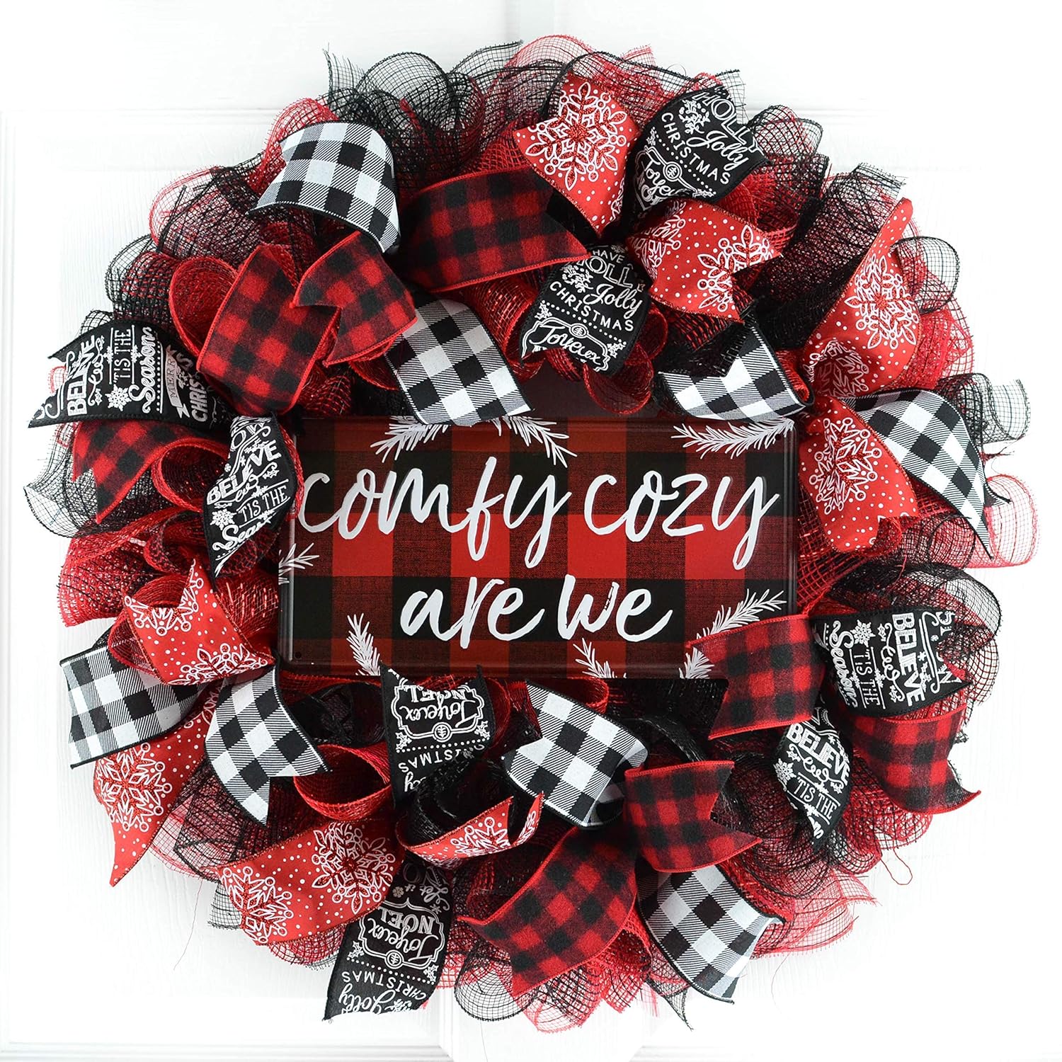 Amazon Com Clearance Buffalo Plaid Check Wreath Comfy Cozy Are
