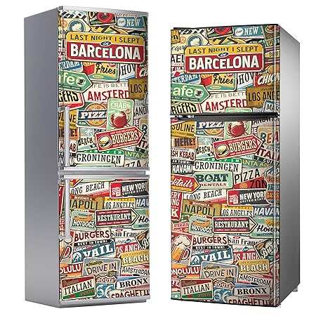 MEGADECOR Vinilo Adhesivo Decorativo para Nevera con Diseño de ...