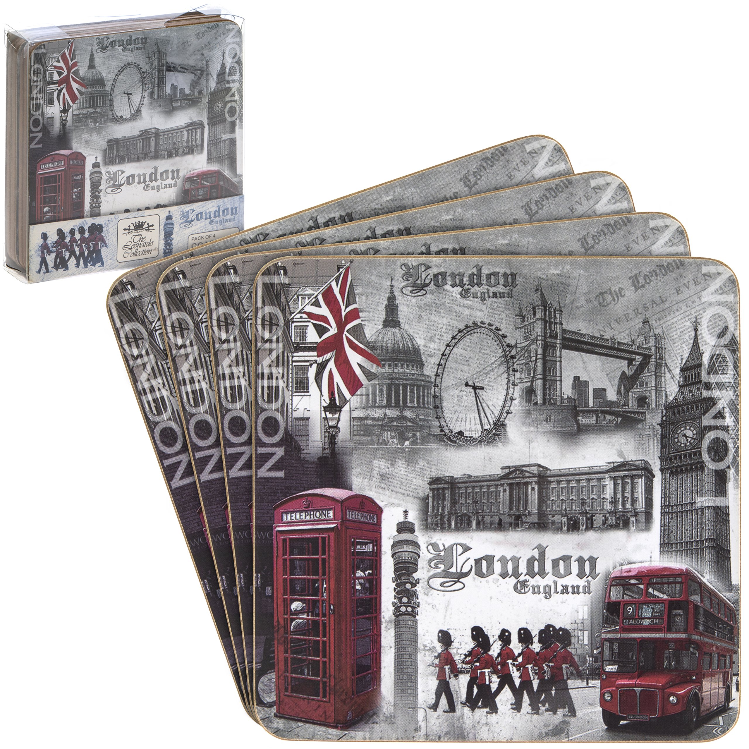 Cork Coaster | London Deisgn | Set of 4-11x11x0 cm