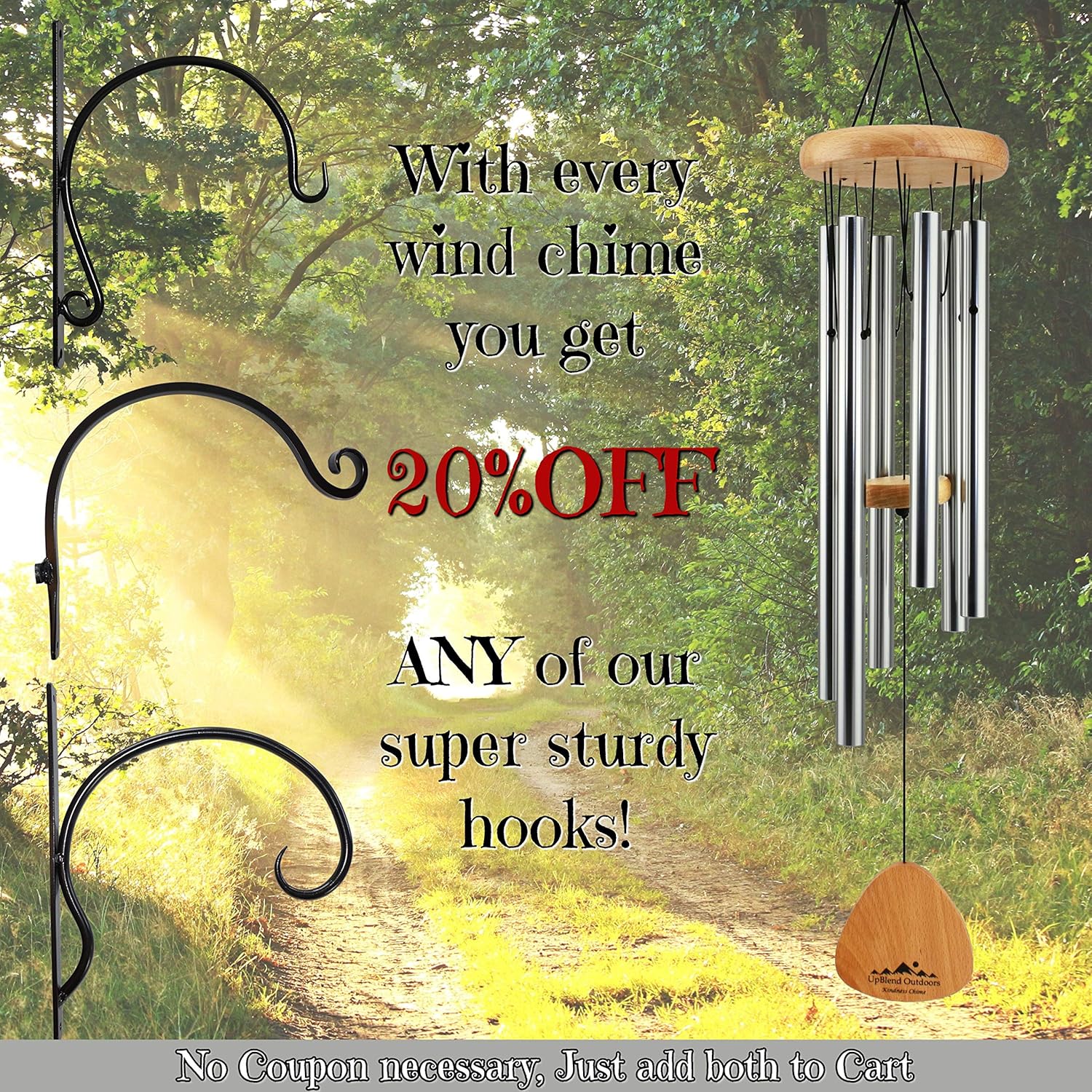 UpBlend Outdoors Wind Chimes for People who Like Their Neighbors 2 - an Amazing Addition to a Patio, Porch, Garden, or Backyard - 29" Total Length. : Garden & Outdoor