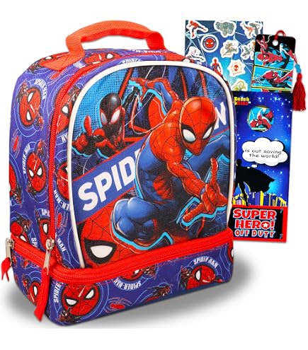 TDL Spider-Man Set Pranzo 3 Pezzi Per Bambini – Borsa Termica Con Tracolla, Bottiglia 350 Ml E Scatola Sandwich, Per Scuola E Picnic