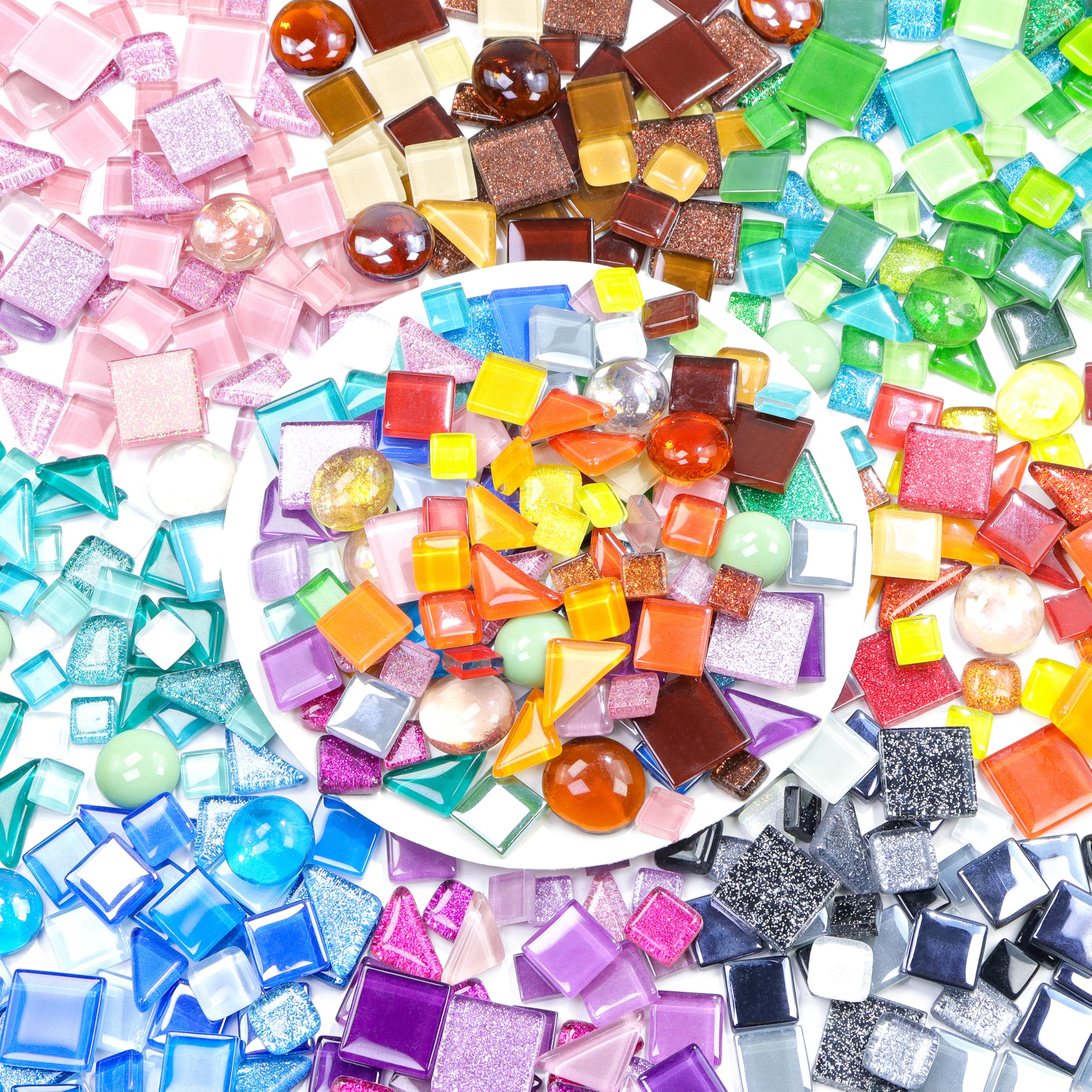 LATIIZ Crystal Mosaic Glass Tiles - 17.6oz Bulk Craft Supplies For DIY Projects