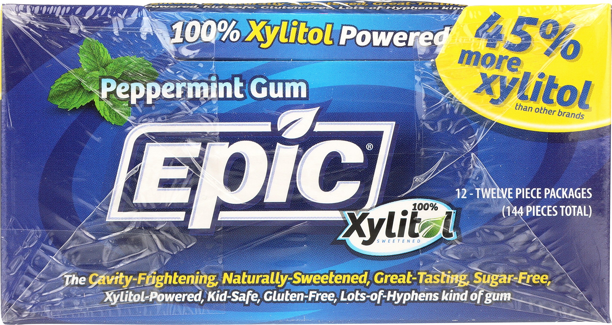 Epic Dental 100 Xylitol Sweetened Gum (Peppermint, 12Count Blister
