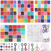 AMDBHC 4500 Pcs Pony Beads Bulk - 120 Colors Bracelet Making Kit with Alphabet Letter Beads & Charms, Friendship Bracelet Kit, Jewelry Making Supplies DIY Crafts (5 Boxes)
