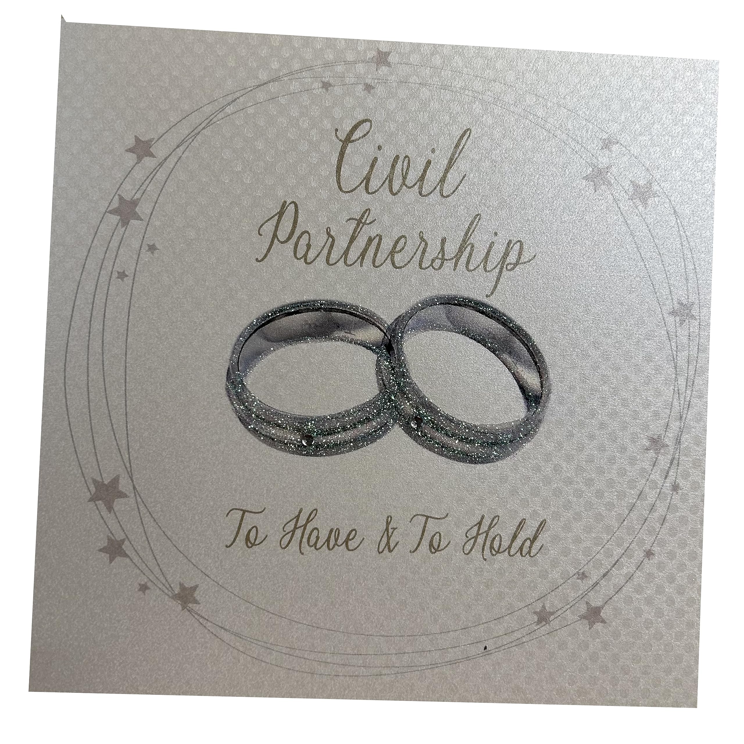 white cotton cards Civil Partnership to Have & to Hold, Handmade Gay Wedding Card, Code WB83