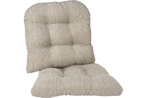 Klear Vu Gripper Overstuffed Universal Non-Slip Dining Chair Cushions for Kitchen Decor or Office Use, U-Shaped Skid-Proof Seat Pad, 17x17 Inches, 2 Count (Pack of 1), Natural