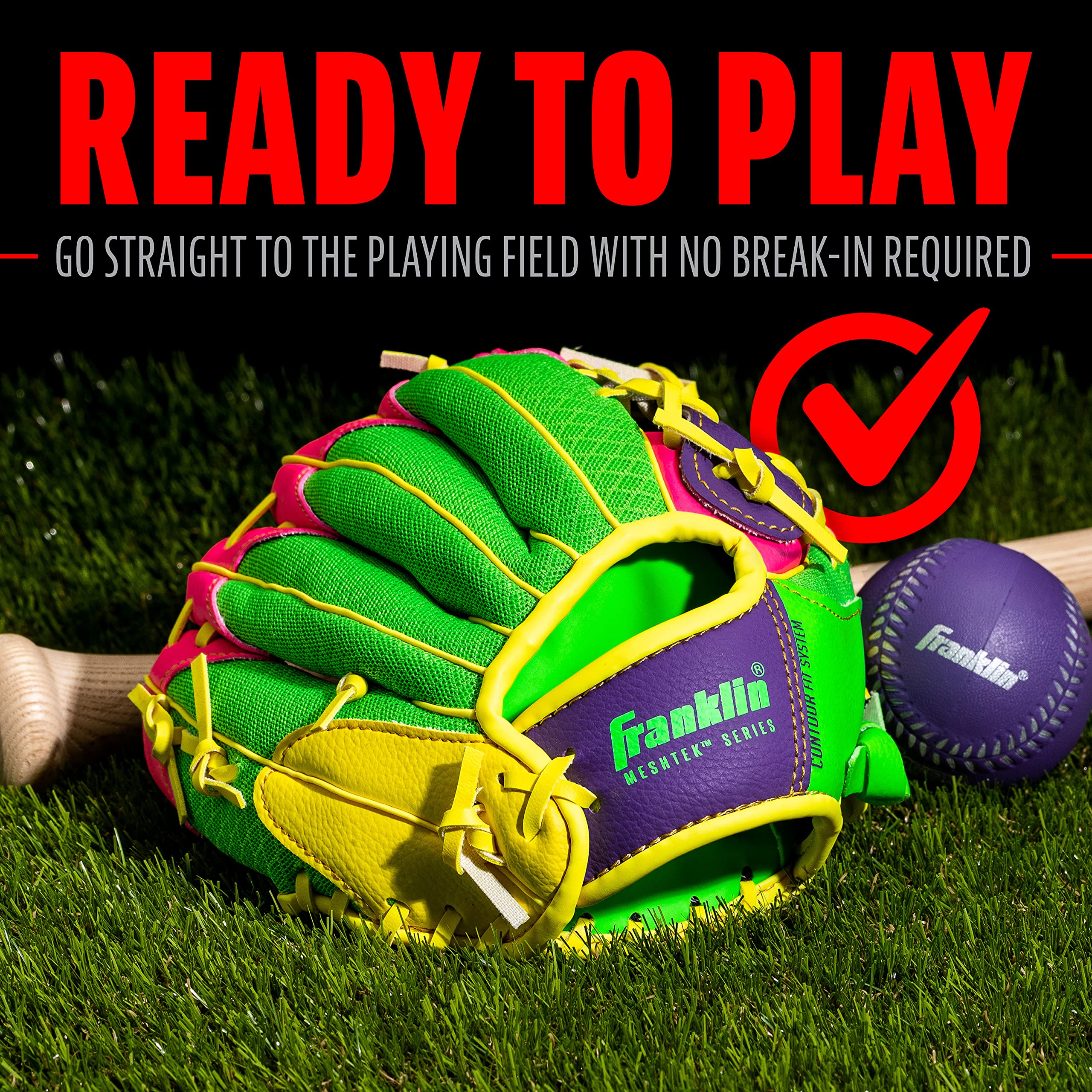Kids Baseball Glove + Ball Sets - Meshtek Youth Teeball Gloves for Kids + Toddlers - Left + Right Hand Throw Mitts + Glove Sets with Foam Balls - Boys + Girls Gloves - 9.5