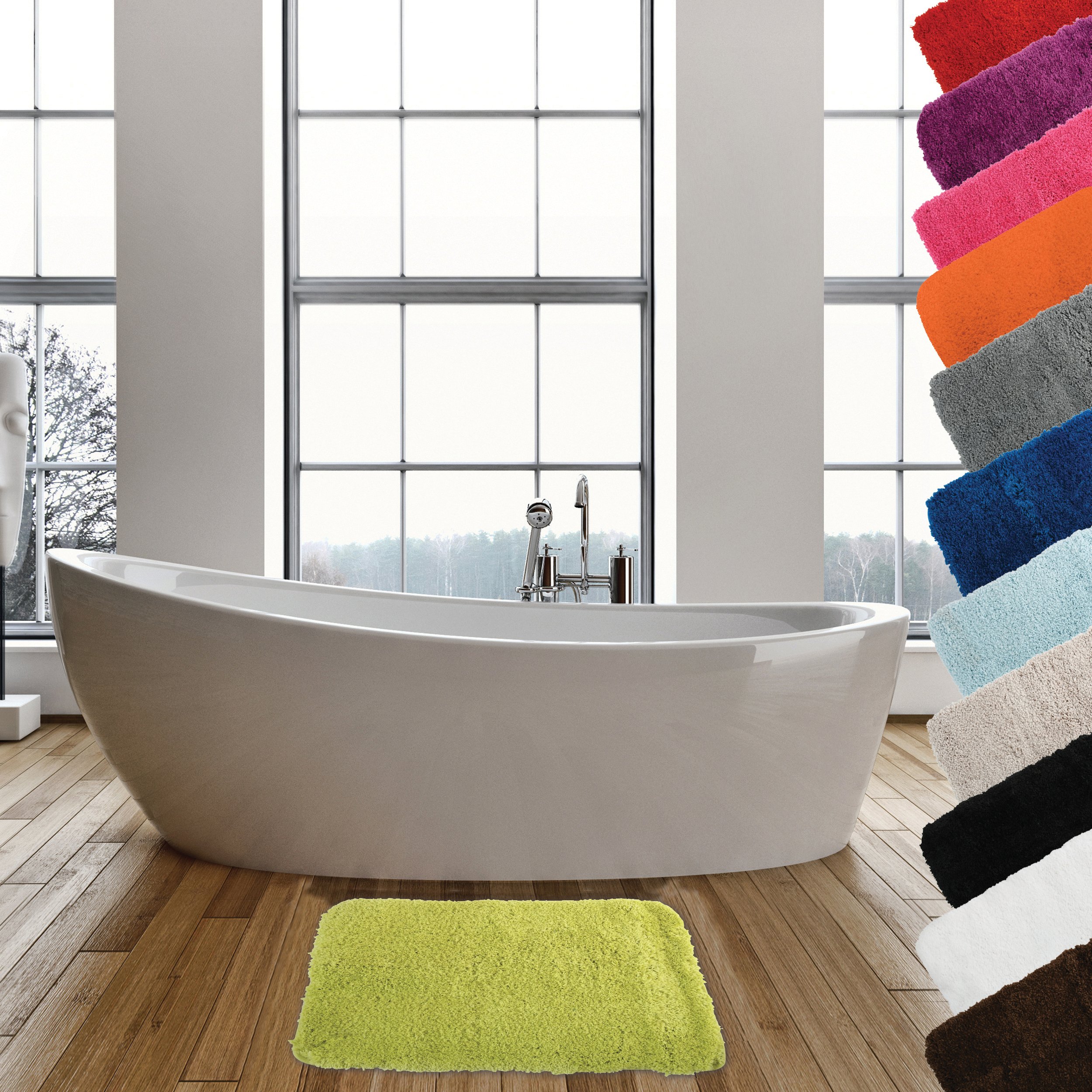 MSV Microfiber Bath Mat, Green, 70 x 50 cm