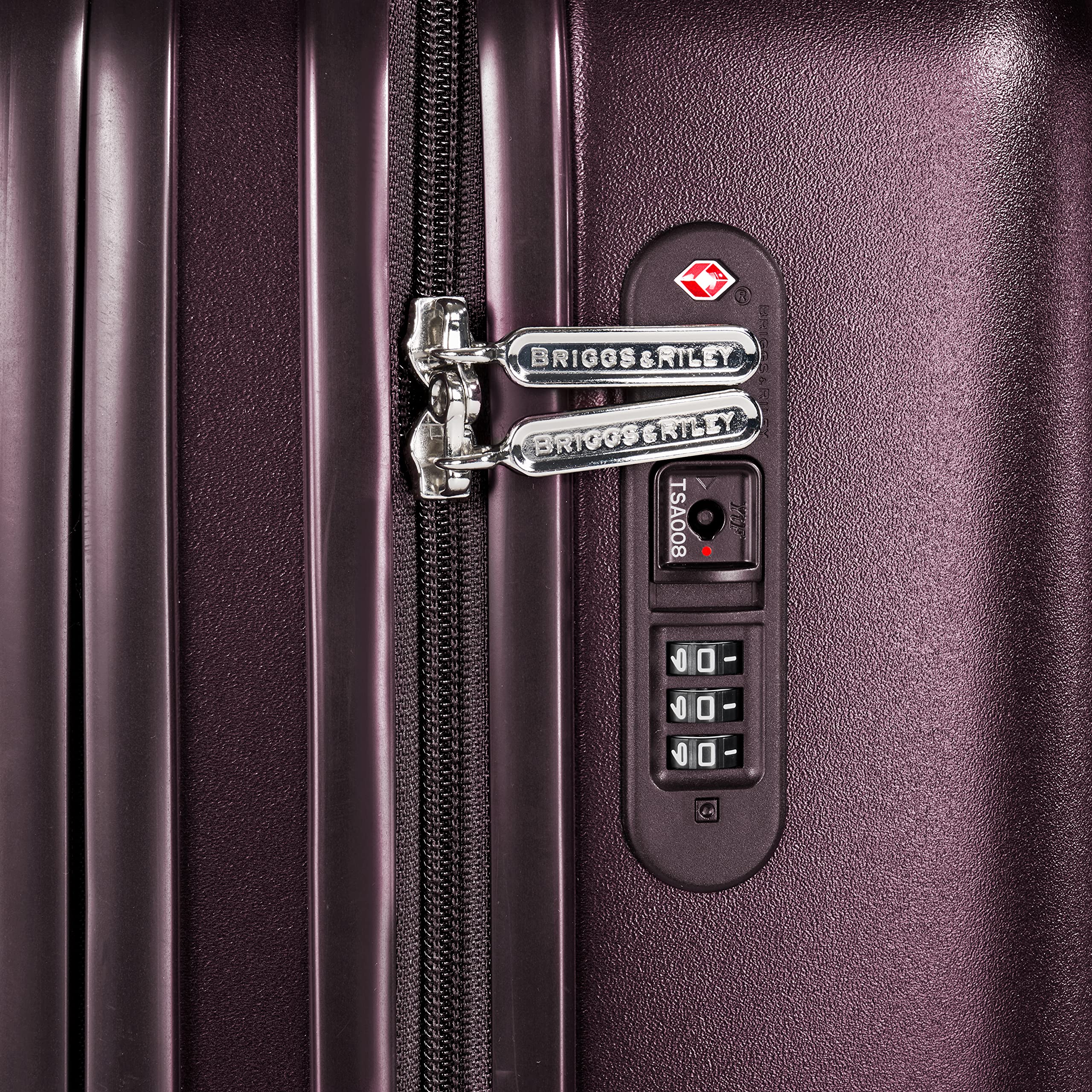Briggs & Riley Sympatico Hardside Medium Spinner Luggage, Plum, 27-Inch Checked