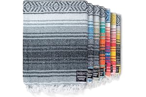 Benevolence LA Authentic Handwoven Mexican Blanket, Yoga Blanket - Perfect Outdoor Picnic Blanket, Camping Blanket, Equestrian Saddle Blanket, Serape Blanket 50x70 inches - Sand, Pack of 1