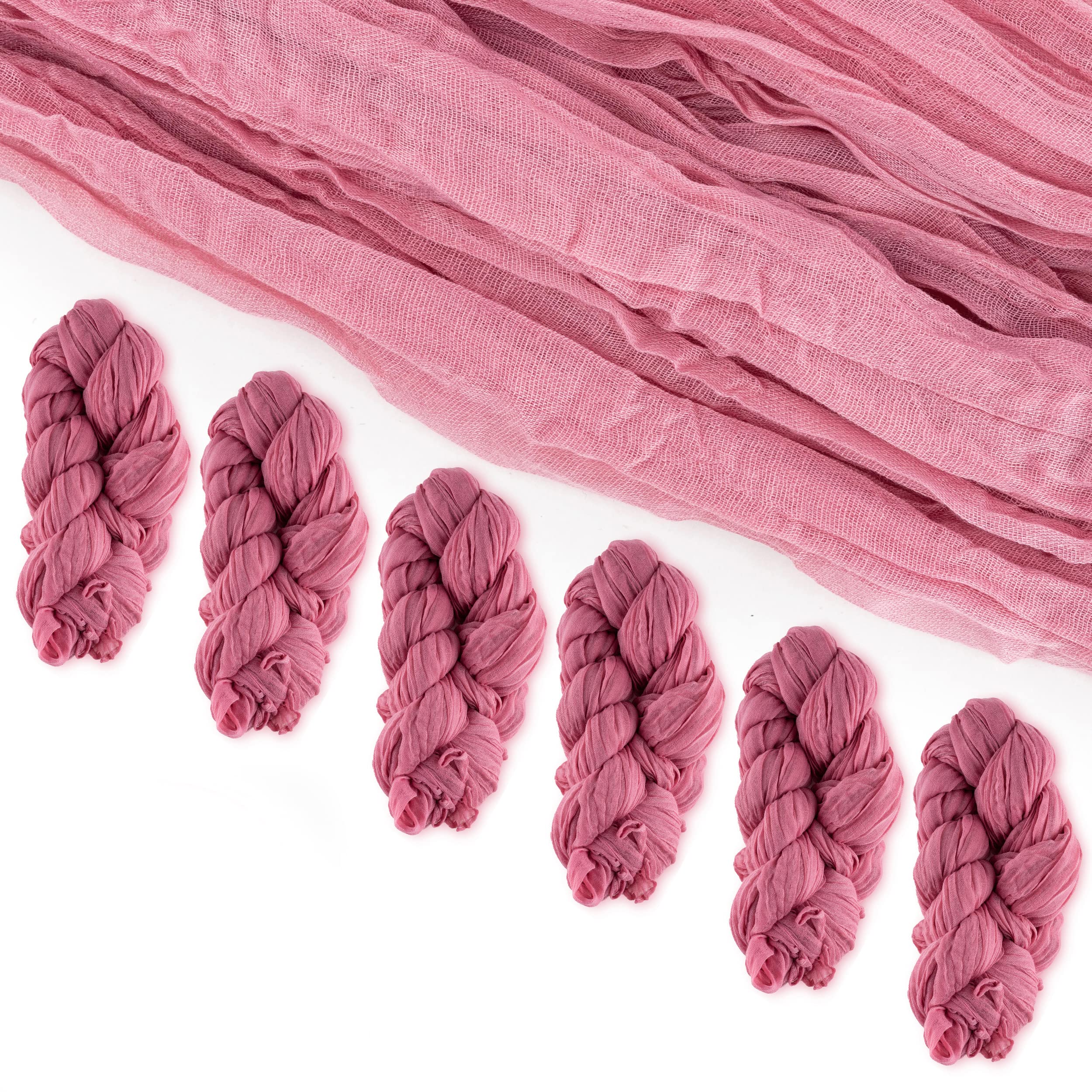 Photo 1 of 12 Pack Boho Dusty Rose & Pink Cheesecloth Table Runner - 10ft x 35in, Wedding Arch Draping Fabric