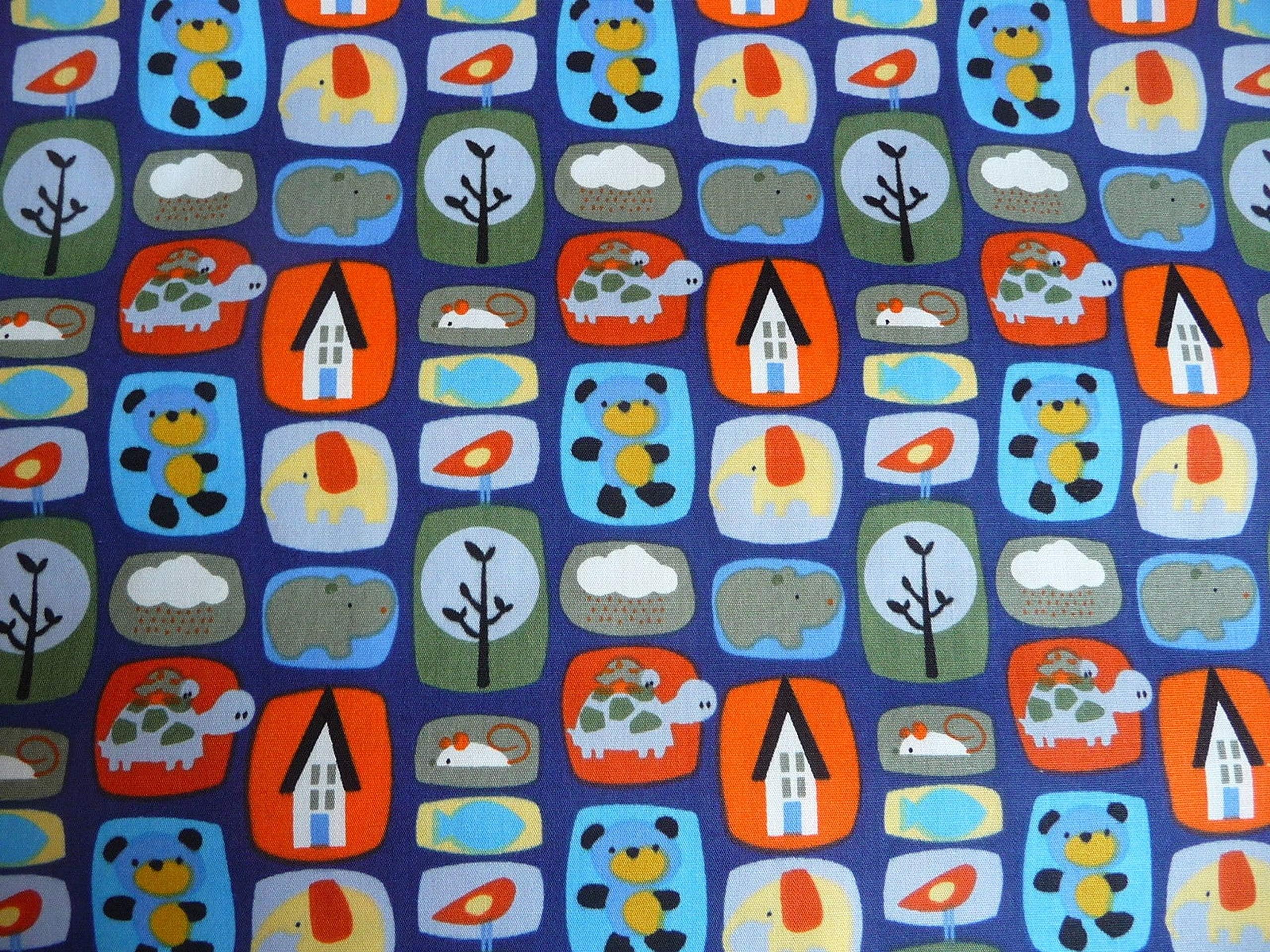 Children's Fabric – 100% Cotton Fabric by the Yard, Mice, Bear, Fish, Turtle,