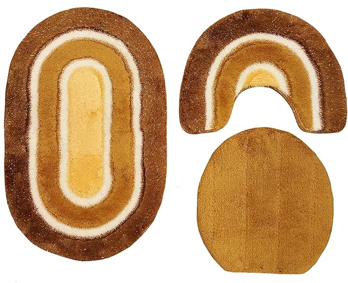 Badgarnitur 3 tlg. Set 80 x 50 cm terrakotta weiß mit Glitzer, 2cm Flor