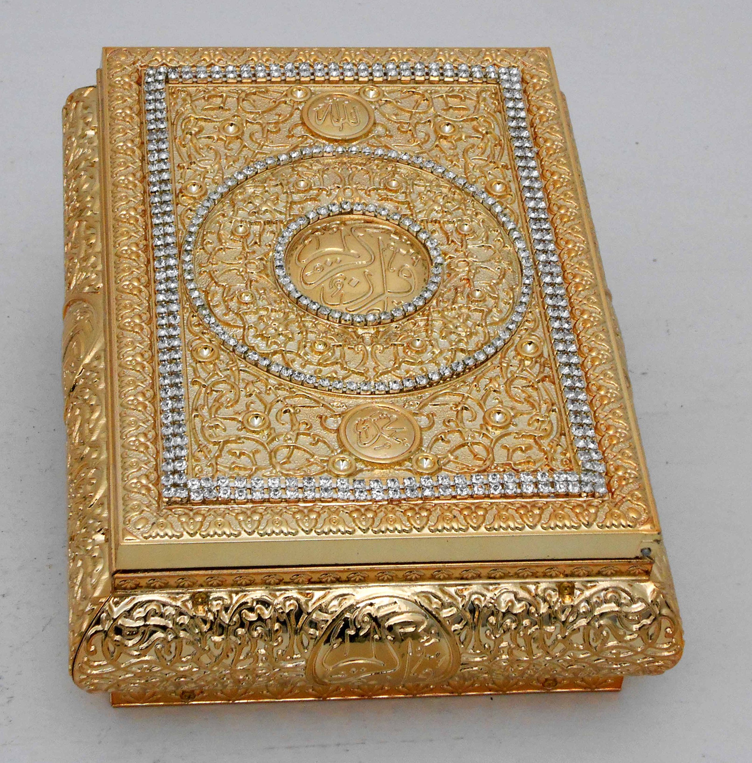 Islamic Muslim gold color Quran Box with rhinestone/ Home decorative