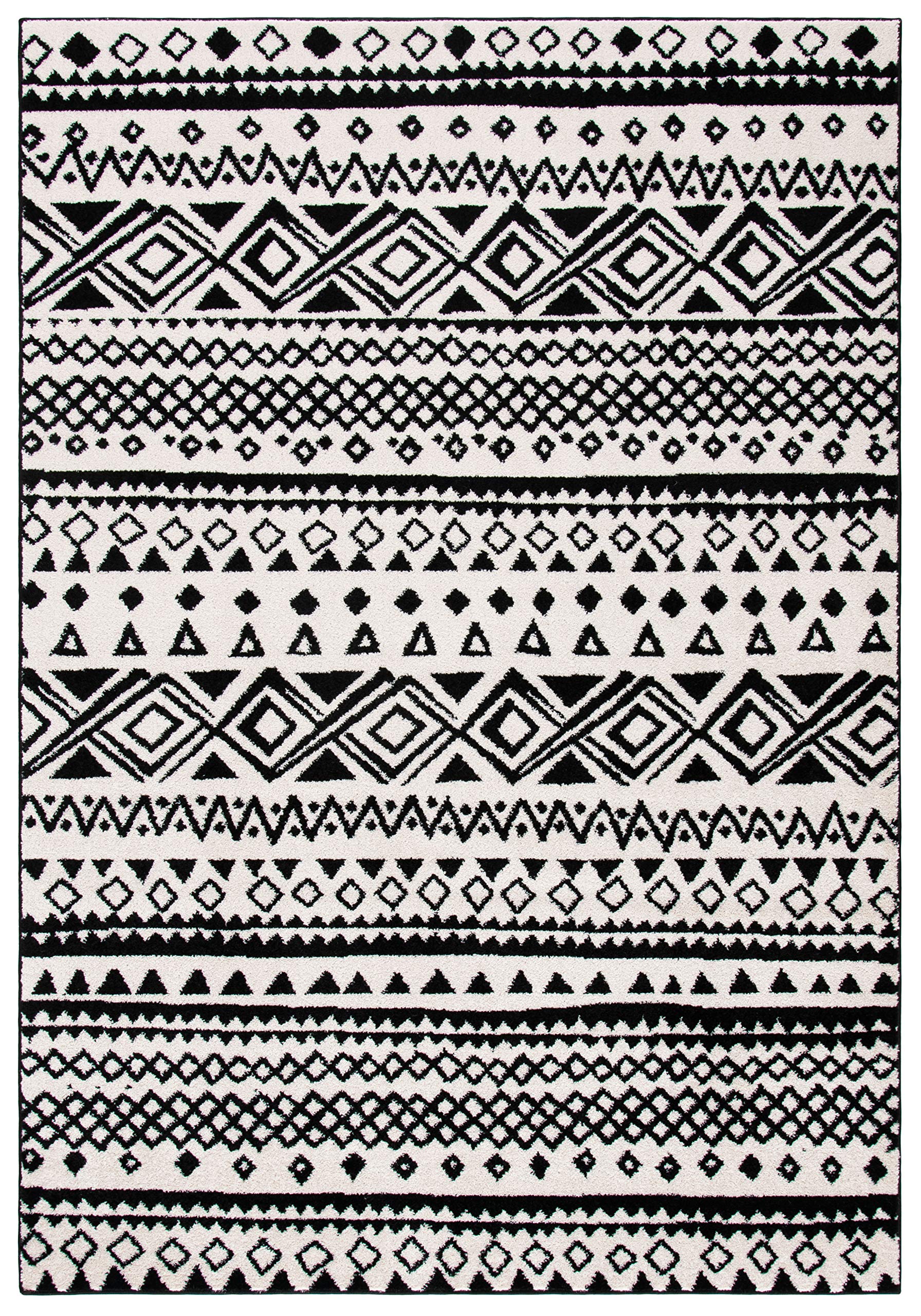 Safavieh Tribal Inspired Indoor Woven Accent Area Rug, Mercer Collection, MRE415, in Ivory/Charcoal, 61 X 91 cm for Living Room, Bedroom or Any Indoor Space