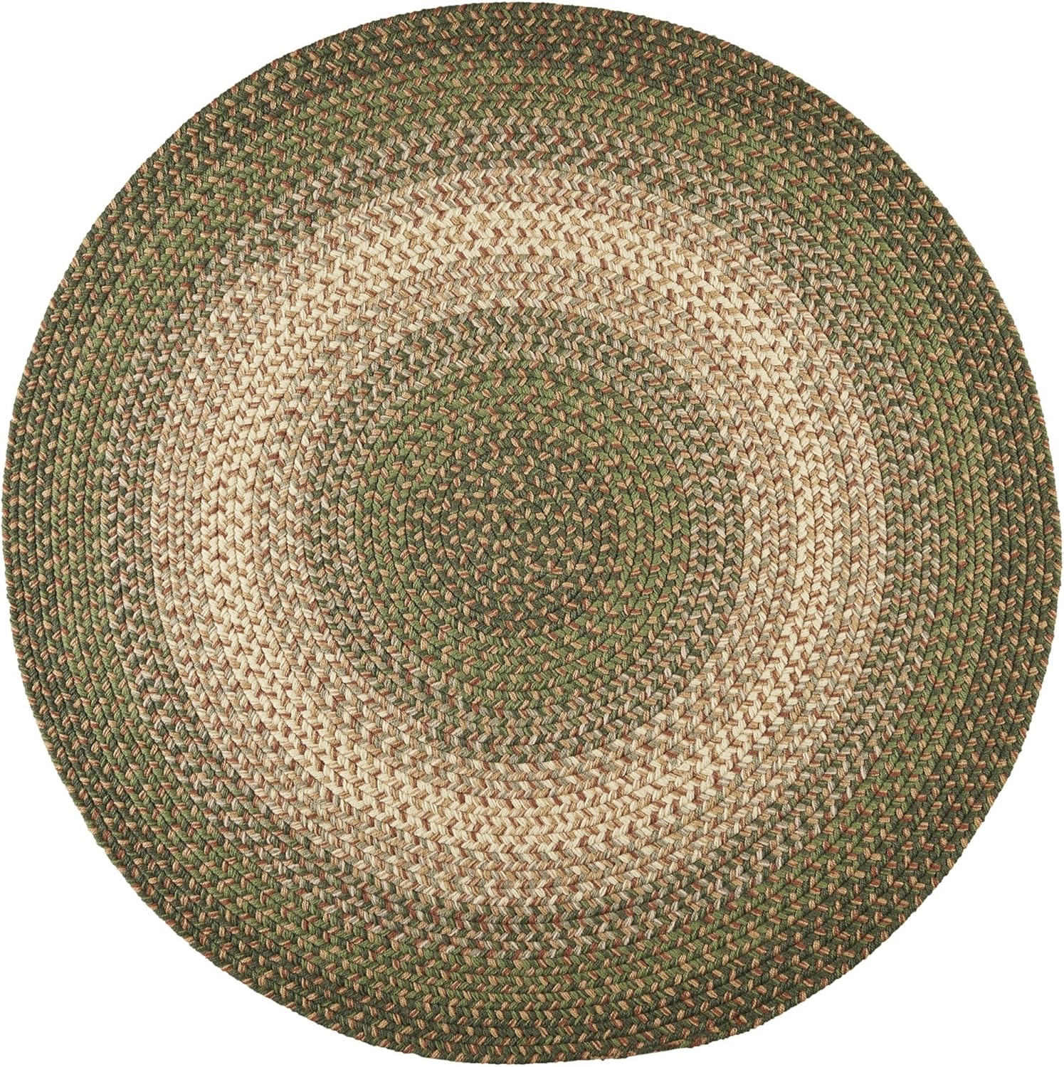Super Area Rugs Hartford 6' Round Braided Rug Cream, Green