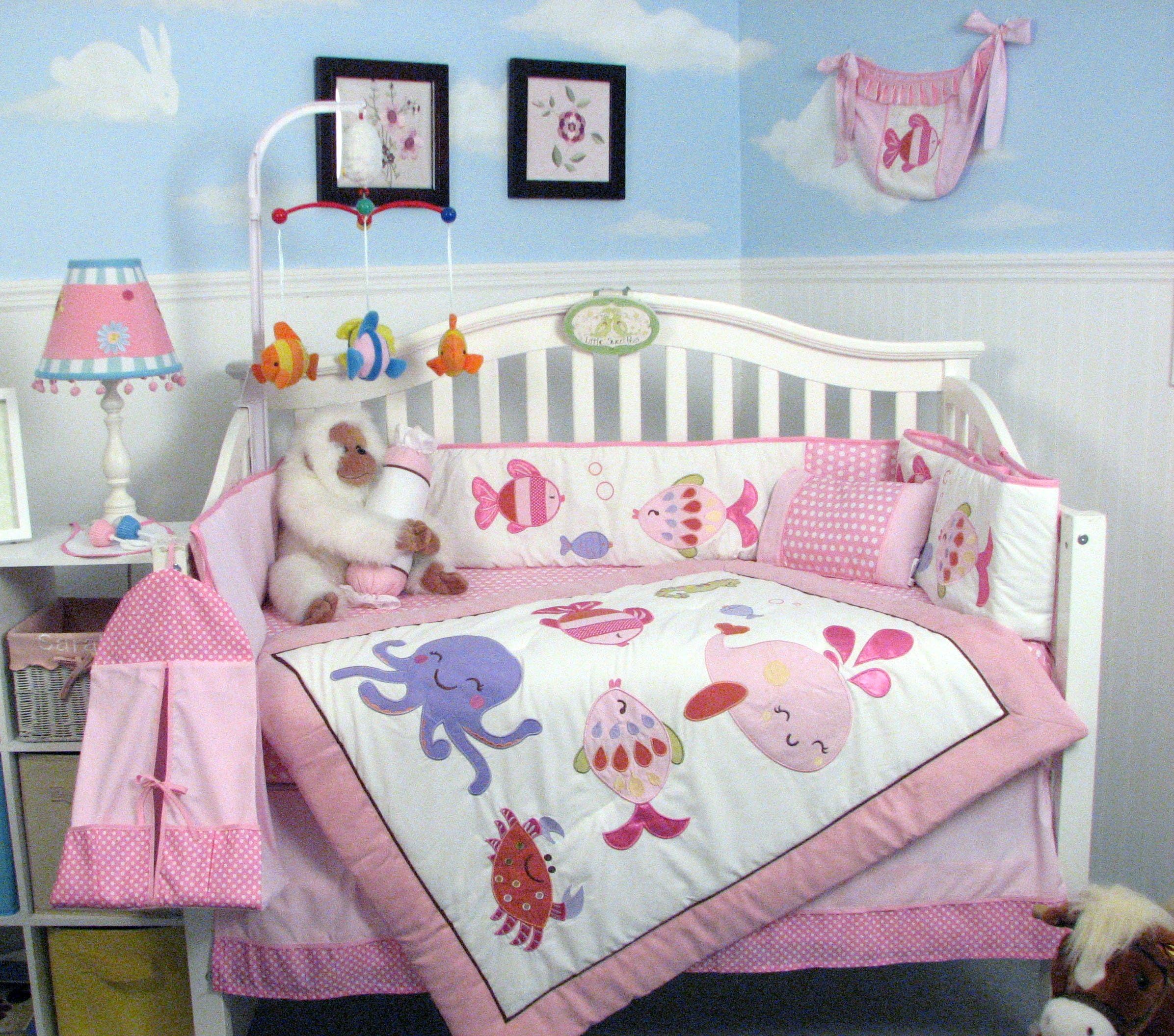SoHo The Sea Sweetie Baby Crib Nursery Bedding Set 14 pcs Included Diaper Bag with Changing Pad & Bottle Case