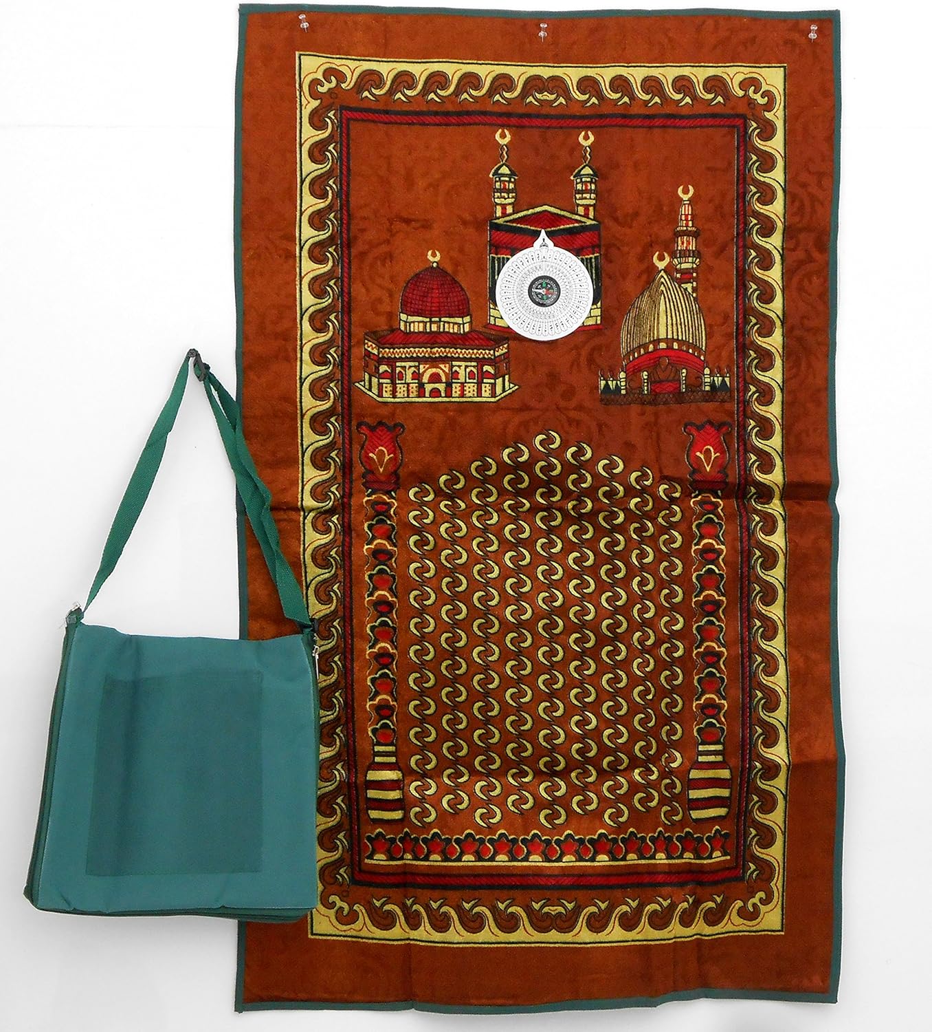 Nabil's Gift Shop Islamic Prayer Rug with Compass Home
