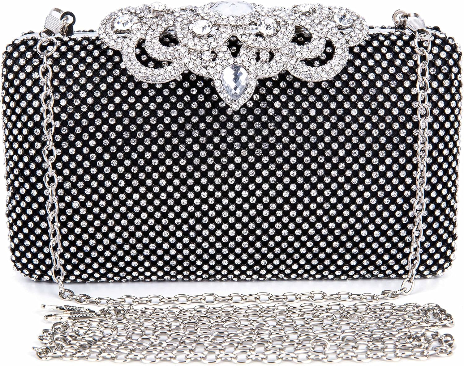 Women's Evening Dinner Cultch Bag Diamond Prom Party Handbags, Black - Image 5