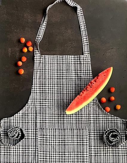 PIXEL HOME � Cotton Apron�100% Cotton with Front Center Pocket with End Random Colour