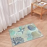 Tritard Coastal Area Rug 2x3 - Small Machine Washable Foldable Throw Rugs Non-Slip Beach Ocean Entryway Doormat Indoor Entran