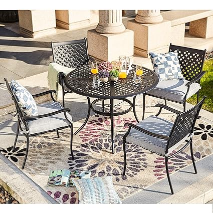 Patio Dining Chairs Mf Studio 4 Piece Black Metal Patio Chairs