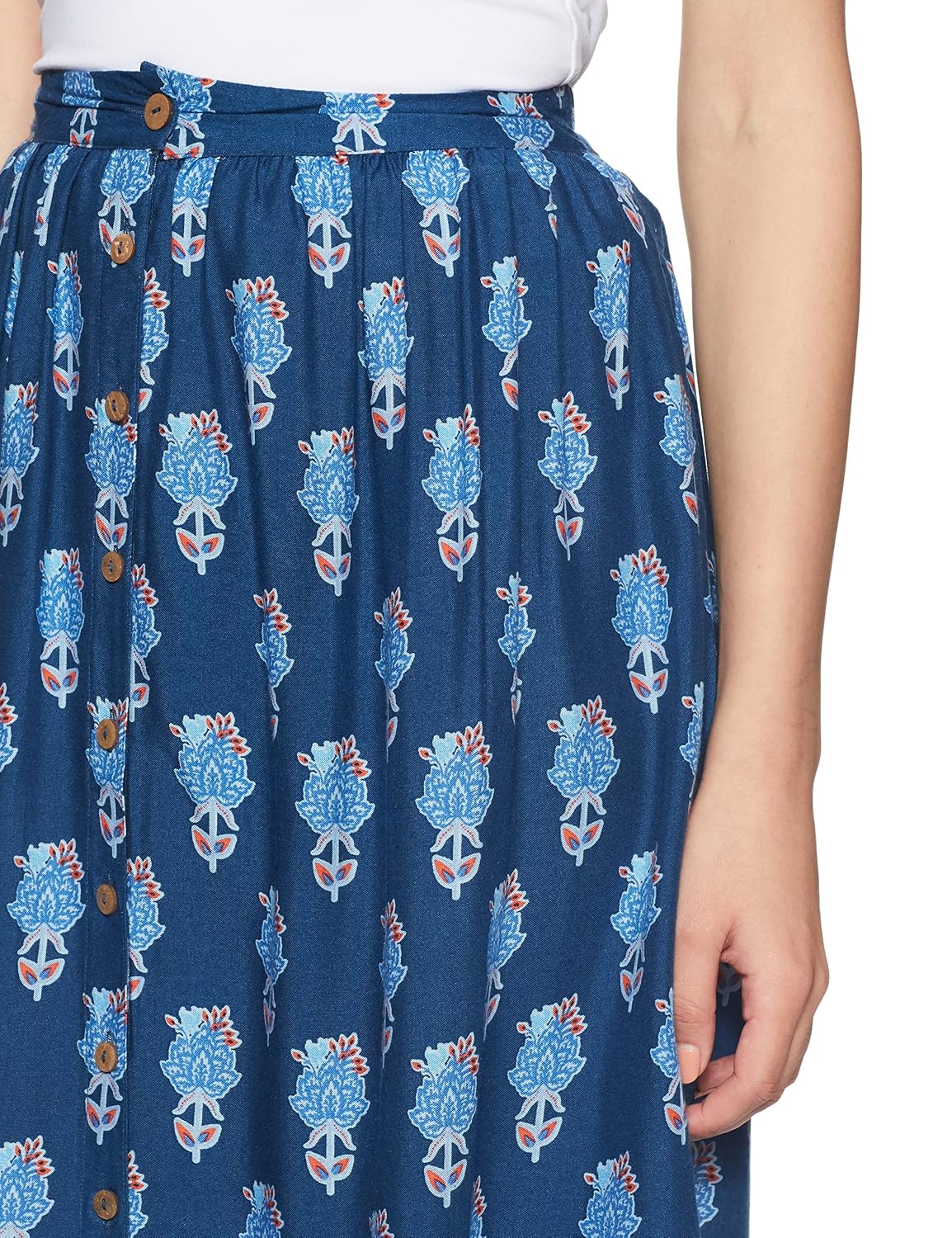 global desi women's a-line knee long skirt