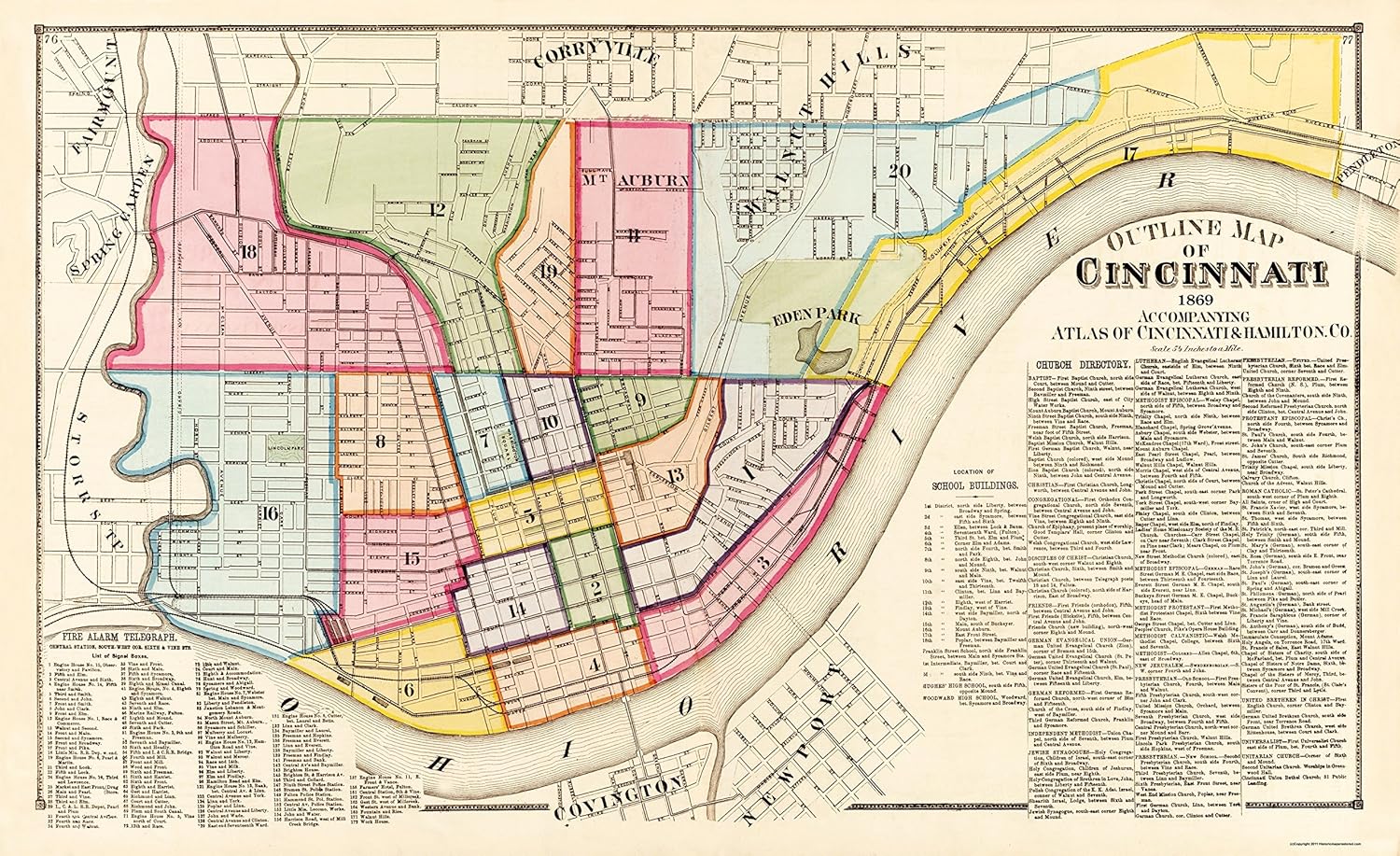 Amazon Com Maps Of The Past Cincinnati Ohio Outline Titus 1869 37 63 X 23 Matte Art Paper Posters Prints