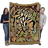 Pure Country Weavers Woodland Fox and Forest Animals Blanket by Jen Delyth - Celtic Gift Tapestry Throw Woven from Cotton - Made in The USA (72x54)