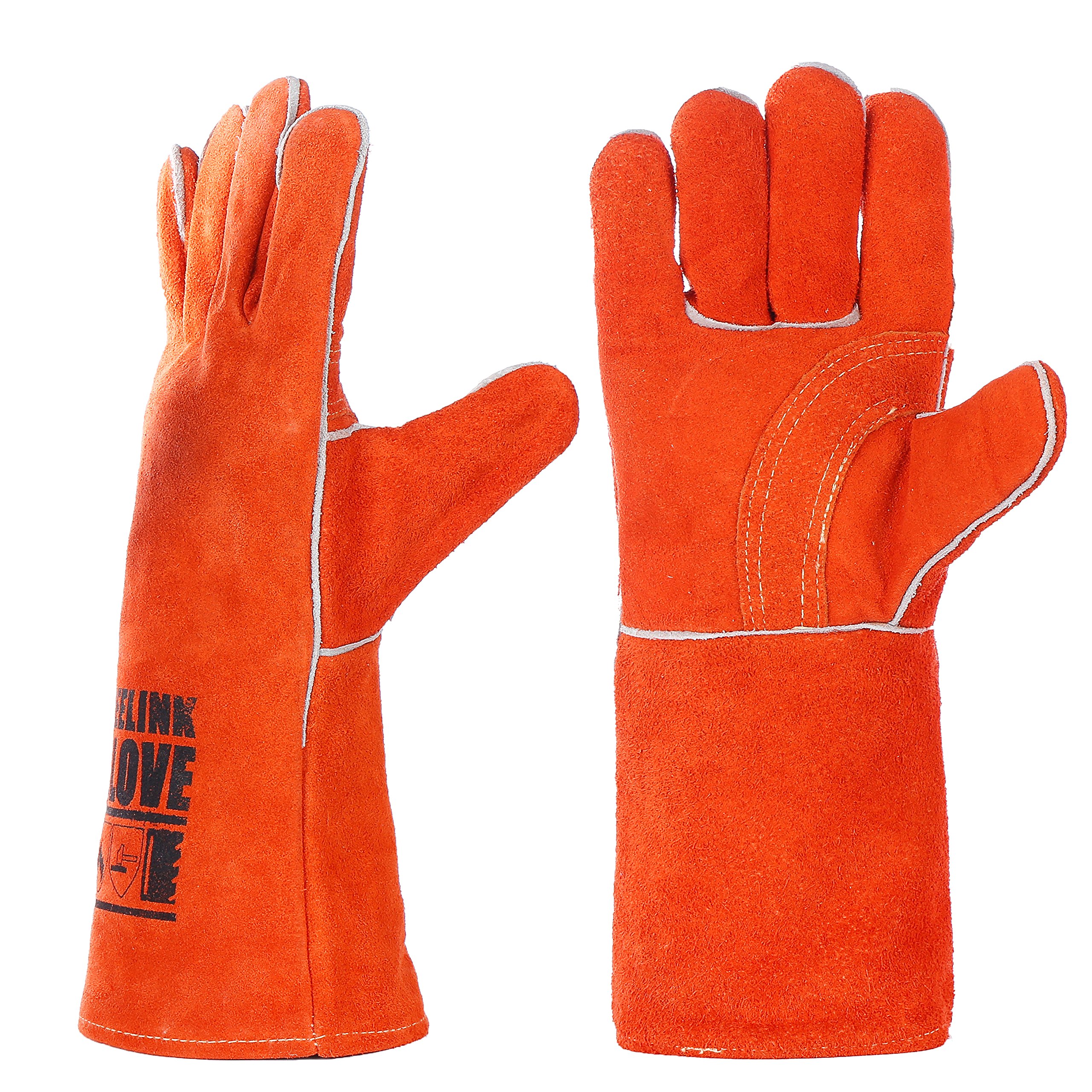 QeeLink Heat Resistant Welding Gloves Cotton Lined and Kevlar