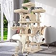 WEEWAY 68 Inches Multi-Level Large Cat Tree for Cats/Big Cat Tower/Cat Condo/Cozy Plush Cat Perches/Fluffy Balls/Sisal Scratching Posts and Hammocks/Cat Cave/Cat Furniture Activity Center/Beige