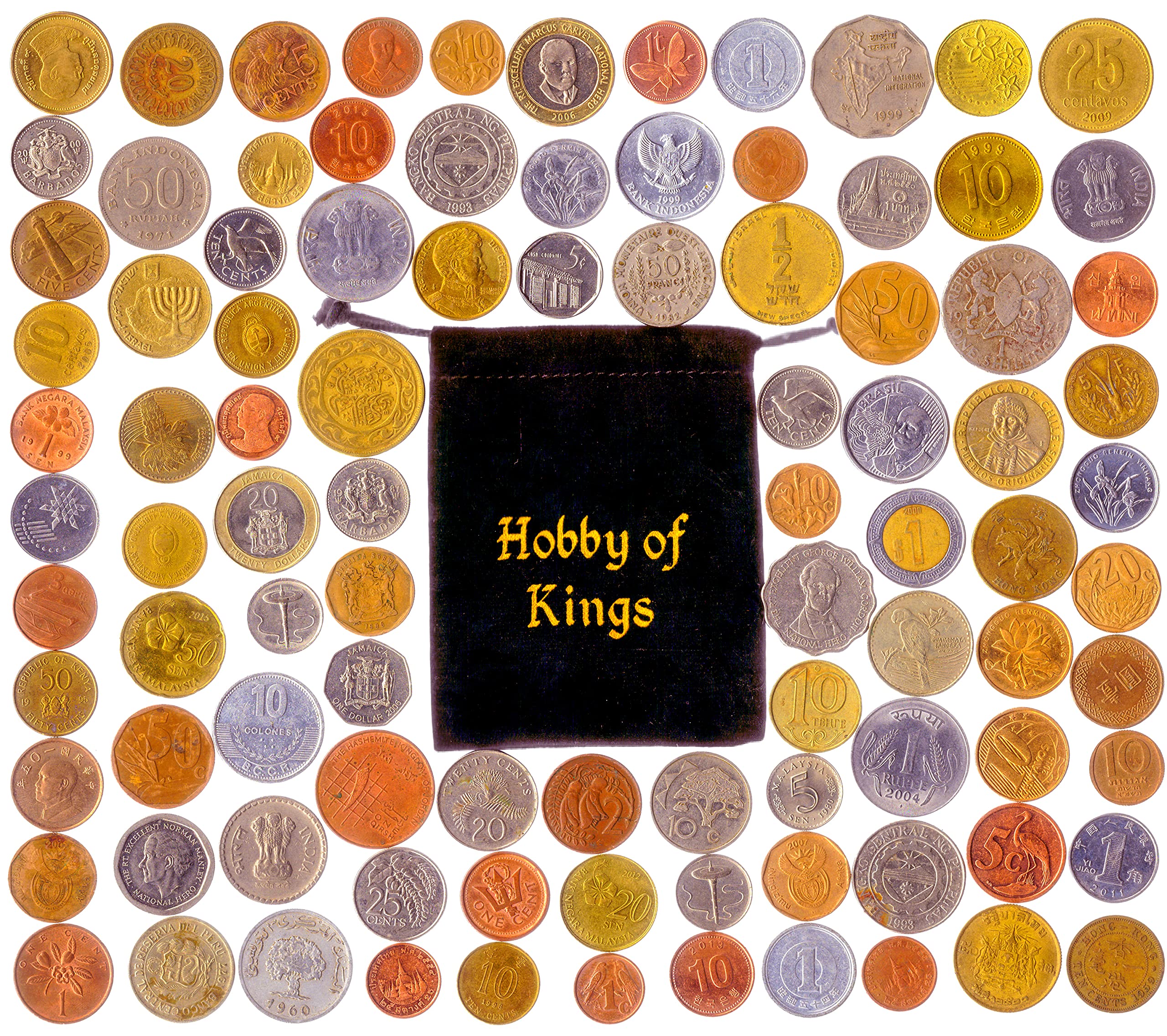 100 Exotic Coins from Asia, Middle East, Africa, Oceania, South America. Collectible coins, old coins for your coin album, coin bank or coin holders